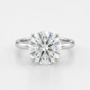 2.5ct round cut moissanite solitaire engagement ring in white gold plated finish