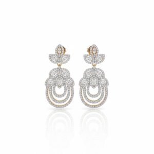 Moissanite floral drop earrings 3.85ct luxury bridal dangle earrings